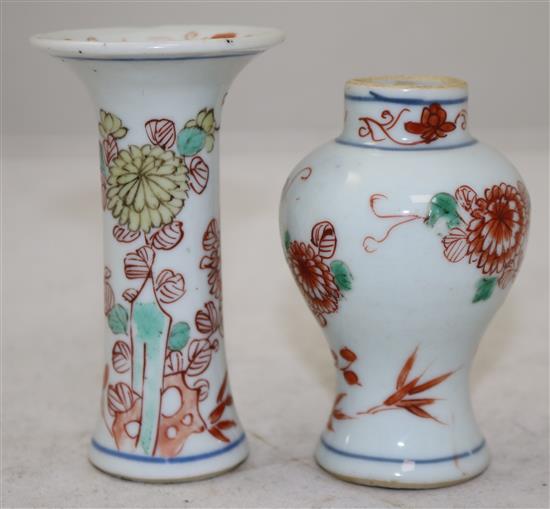 Six Chinese export miniature porcelain vases, 18th century, 8.5cm - 13cm